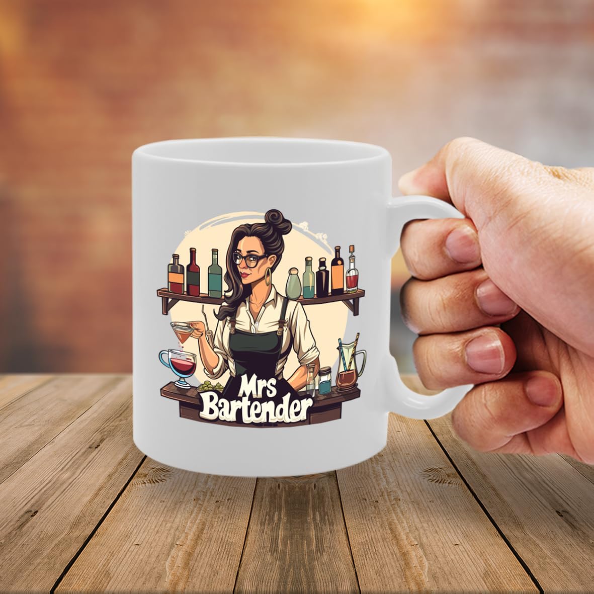 Mrs Bartender  - Ideal For Bartenders And Cocktail Enthusiasts, 11Oz Ceramic Coffee  For Mixologists And Bar Professionals Mg5968 - Funny Printed Coffee Mug - Great Gift Idea