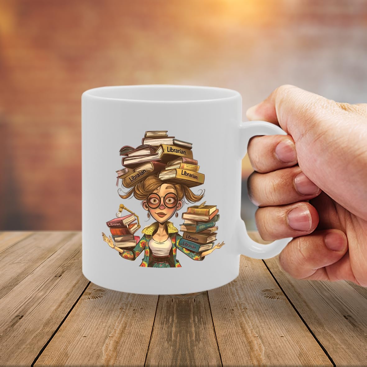 Ms Librarian Souvenir  – Depicting A Knowledgeable Librarian With Books – Memory Keepsake For Library And Book Lovers – Ms Librarian Memorabilia Mg6265 - Funny Printed Coffee Mug - Great Gift Idea
