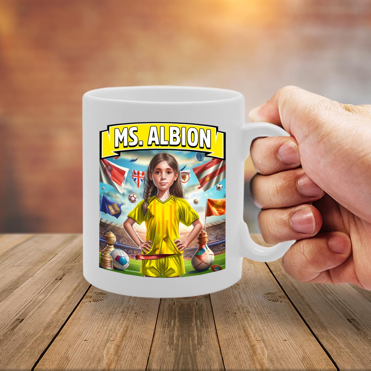 Football Fan Ceramic  - Perfect   For Soccer Lovers, Ladies & Girls - Printed Cup For Footie Enthusiasts (Albion) - Funny Printed Coffee Mug - Great Gift Idea