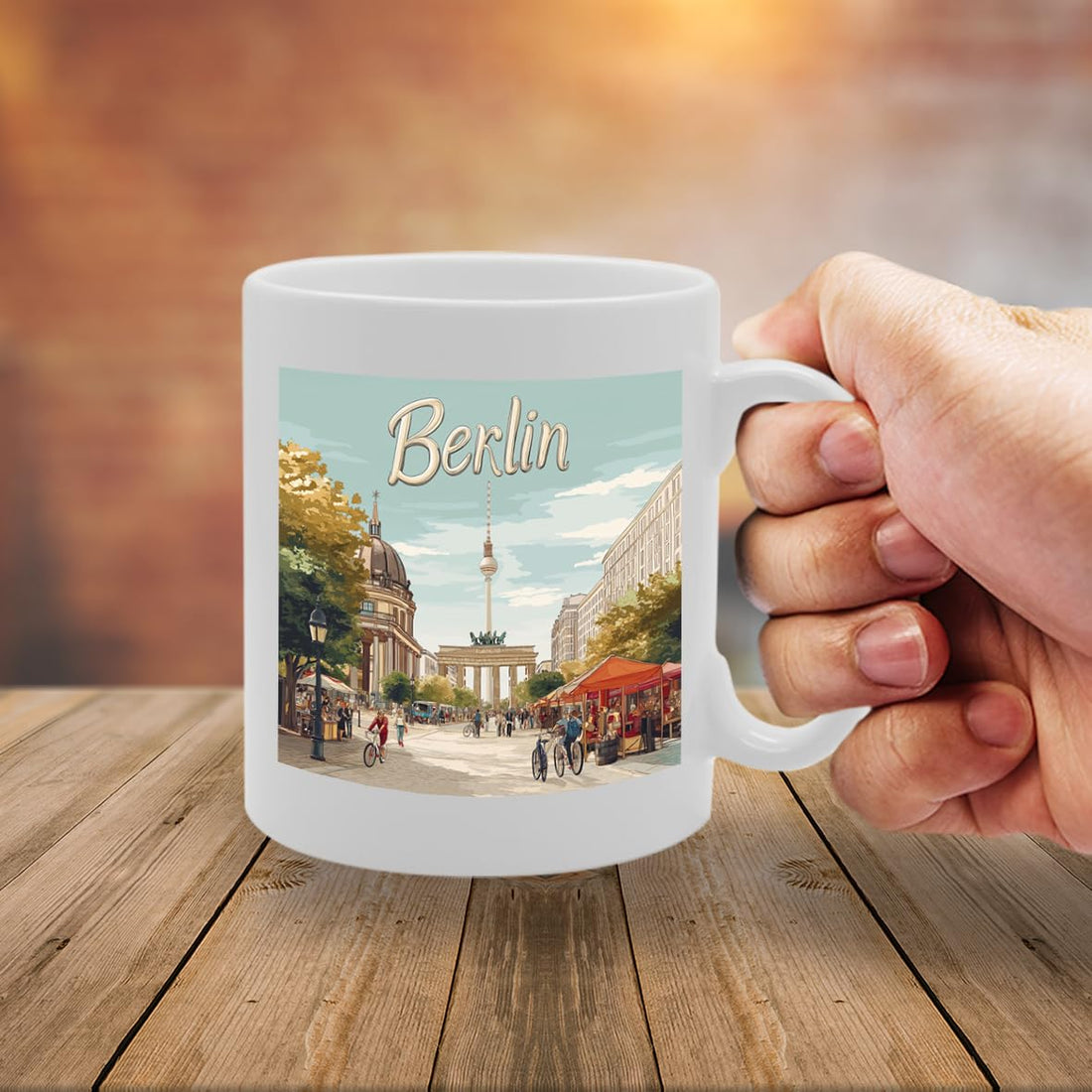 11Oz Dishwasher-Safe Ceramic  Featuring Popular Cities & Capitals From Europe And Around The World (Berlin) - Funny Printed Coffee Mug - Great Gift Idea