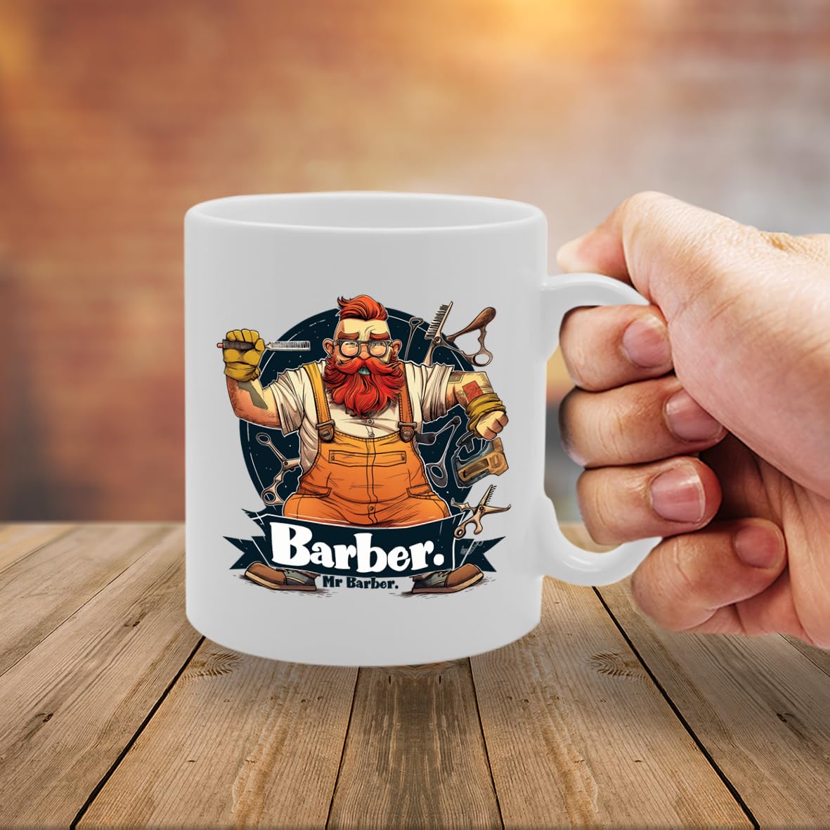 Mr Barber Souvenir  – Depicting A Skilled Barber With Classic Tools – Memory Keepsake For Hairdressing Enthusiasts – Mr Barber Memorabilia Mg6259 - Funny Printed Coffee Mug - Great Gift Idea