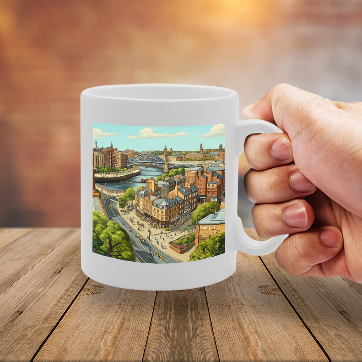 Printed Coffee Ceramic  Featuring Cities And Landmarks In United Kingdom (Newcastle Upon Tyne) - Funny Printed Coffee Mug - Great Gift Idea