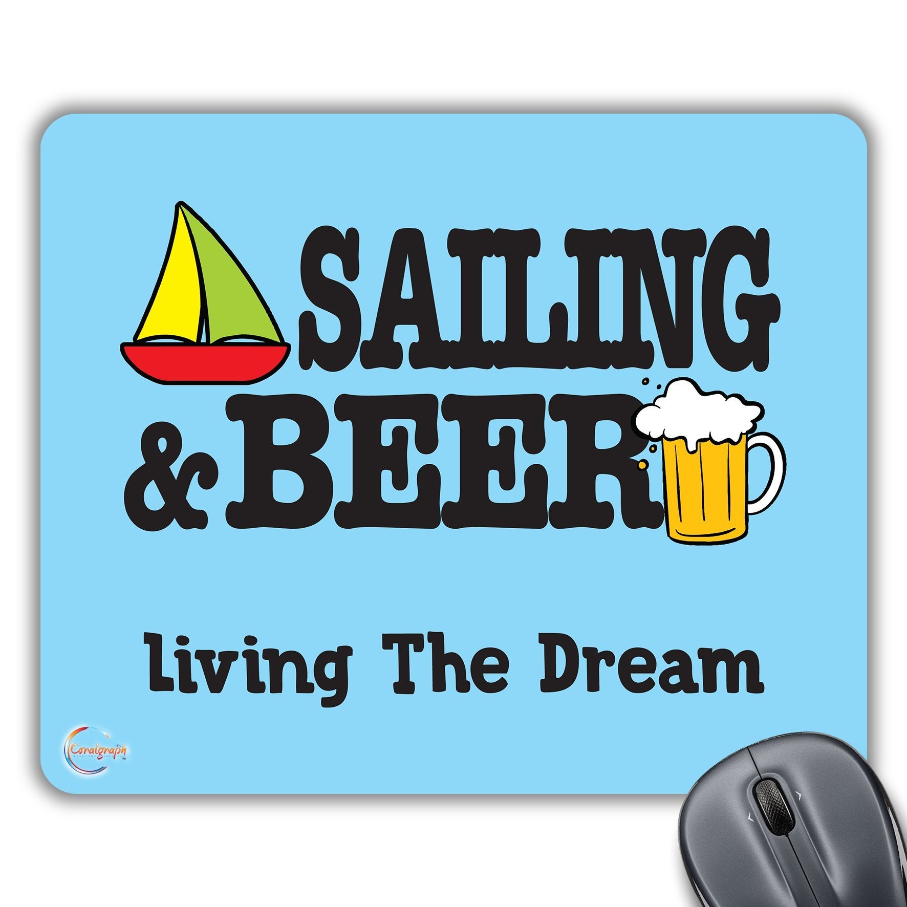 CP311 Sailing & Beer Living The Dream Novelty Gift Printed PC Laptop Computer Mouse Mat Pad
