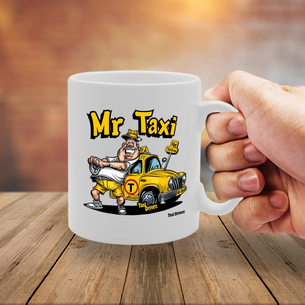 Mr Taxi Ceramic  - Ideal For Taxi Drivers, Cab Drivers, And Transportation Workers - 11Oz Coffee  With Fun Design Mg6299 - Funny Printed Coffee Mug - Great Gift Idea