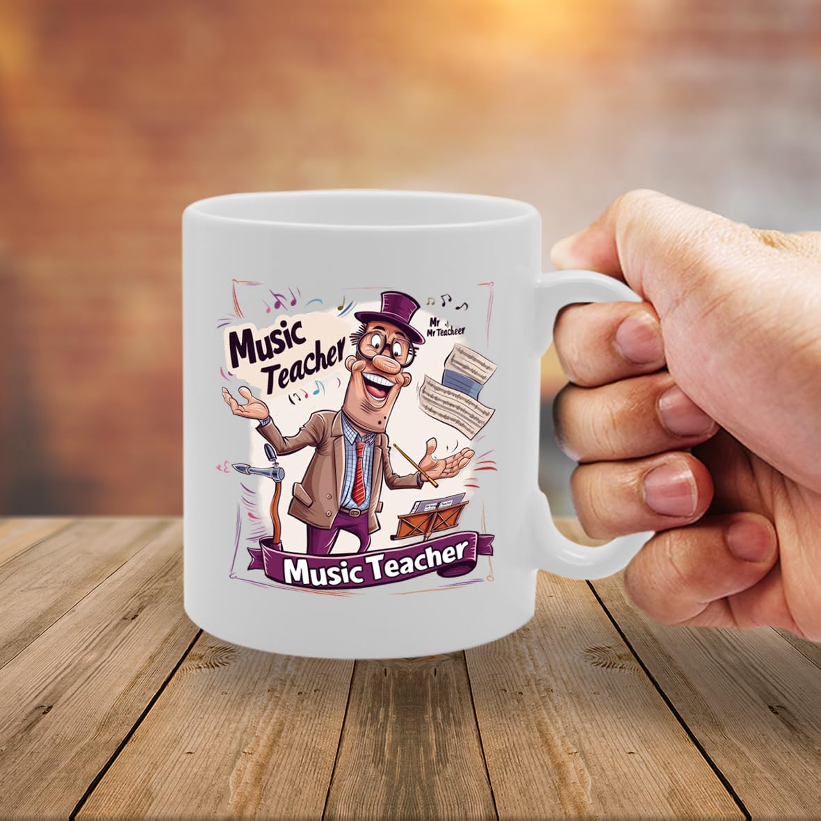 Mr Music Teacher  - For Music Teachers, Educators, Band Directors, Durable Ceramic, Dishwasher Safe, Premium Print Mg6072 - Funny Printed Coffee Mug - Great Gift Idea
