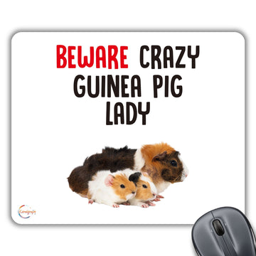CP563 Beware Crazy Guinea Pig Lady Novelty Gift Printed PC Laptop Computer Mouse Mat Pad