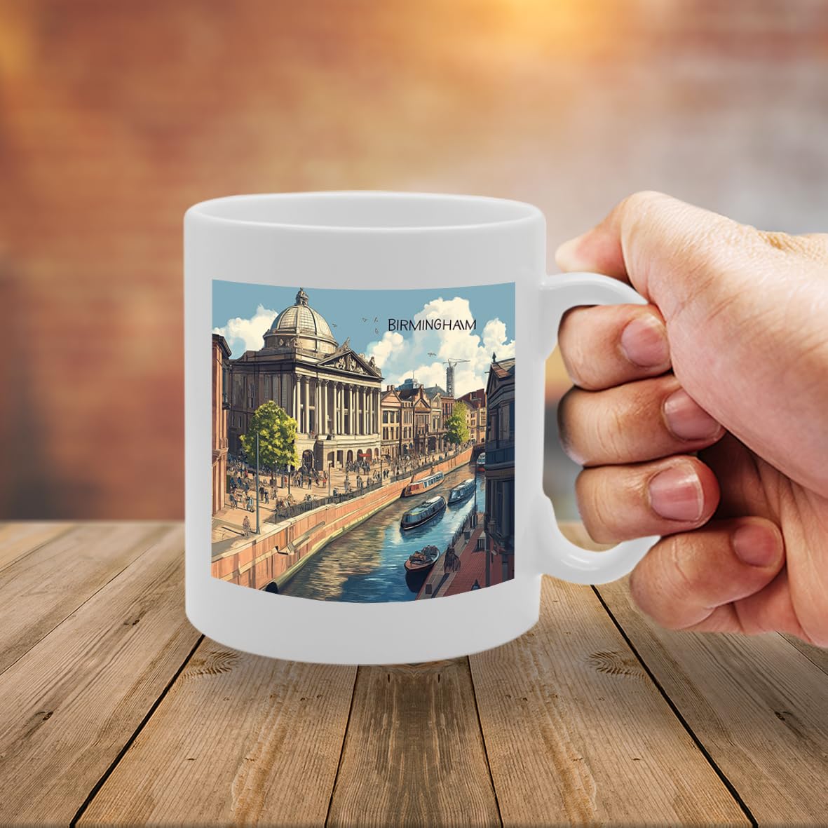 Printed Coffee Ceramic  Featuring Cities And Landmarks In United Kingdom (Birmingham) - Funny Printed Coffee Mug - Great Gift Idea