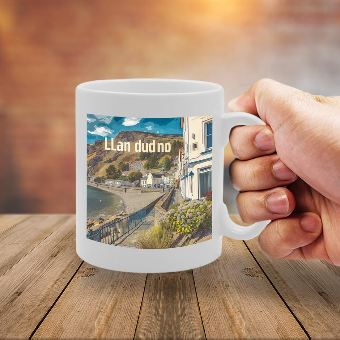 Printed Coffee Ceramic  Featuring Cities And Landmarks In United Kingdom (Llandudno Mg6236) - Funny Printed Coffee Mug - Great Gift Idea