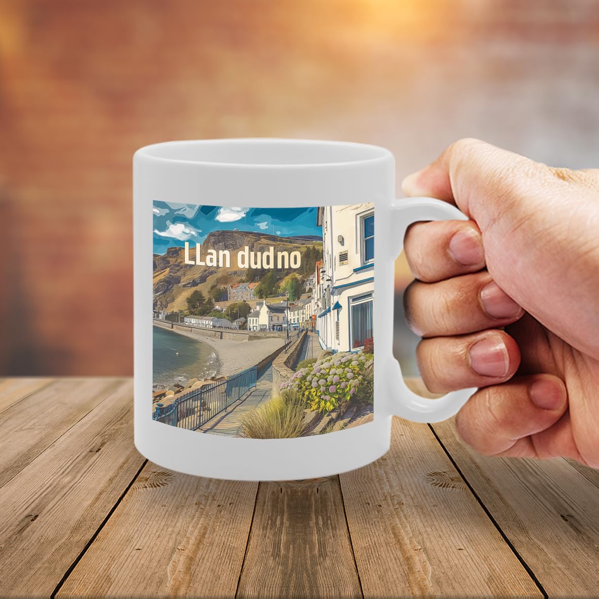 Printed Coffee Ceramic  Featuring Cities And Landmarks In United Kingdom (Llandudno Mg6236) - Funny Printed Coffee Mug - Great Gift Idea