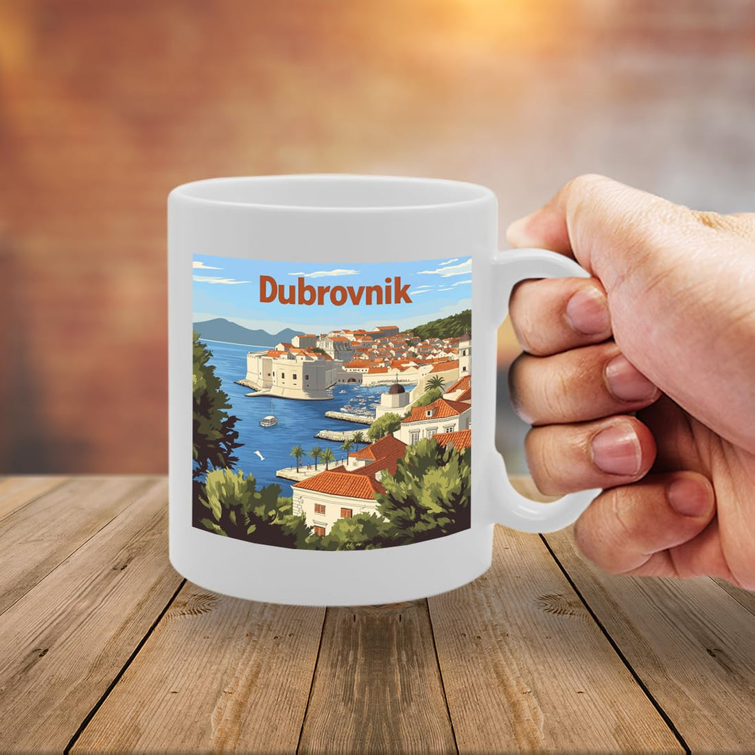 11Oz Dishwasher-Safe Ceramic  Featuring Popular Cities & Capitals From Europe And Around The World (Dubrovnik) - Funny Printed Coffee Mug - Great Gift Idea
