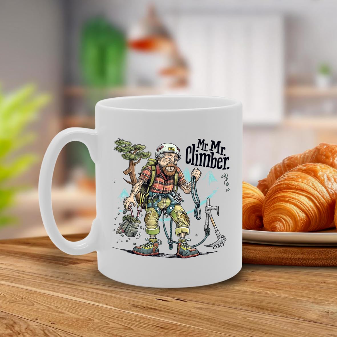Mr Climber Souvenir  – Depicting A Brave Climber Conquering Heights – Memory Keepsake For Rock Climbing Enthusiasts – Mr Climber Memorabilia Mg6263 - Funny Printed Coffee Mug - Great Gift Idea
