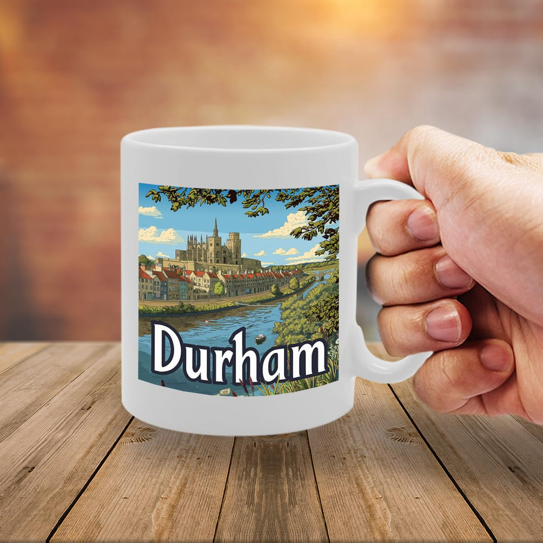 Printed Coffee Ceramic  Featuring Cities And Landmarks In United Kingdom (Durham) - Funny Printed Coffee Mug - Great Gift Idea