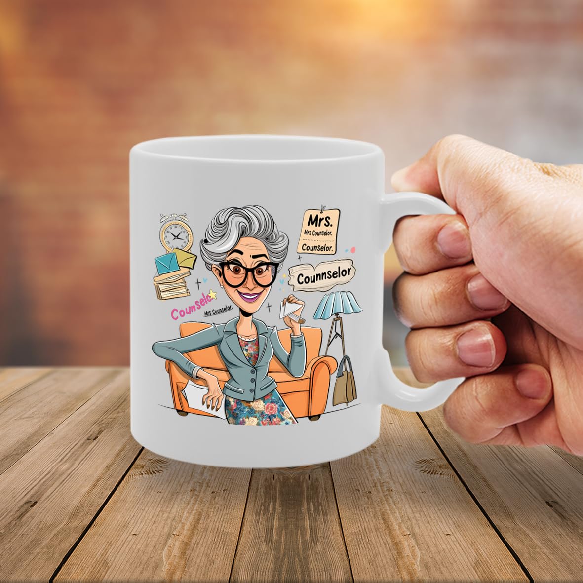 Mrs Counselor  - For Female Counselors, Therapists, Guidance Professionals, Durable Ceramic, Dishwasher Safe, Premium Print Mg6077 - Funny Printed Coffee Mug - Great Gift Idea