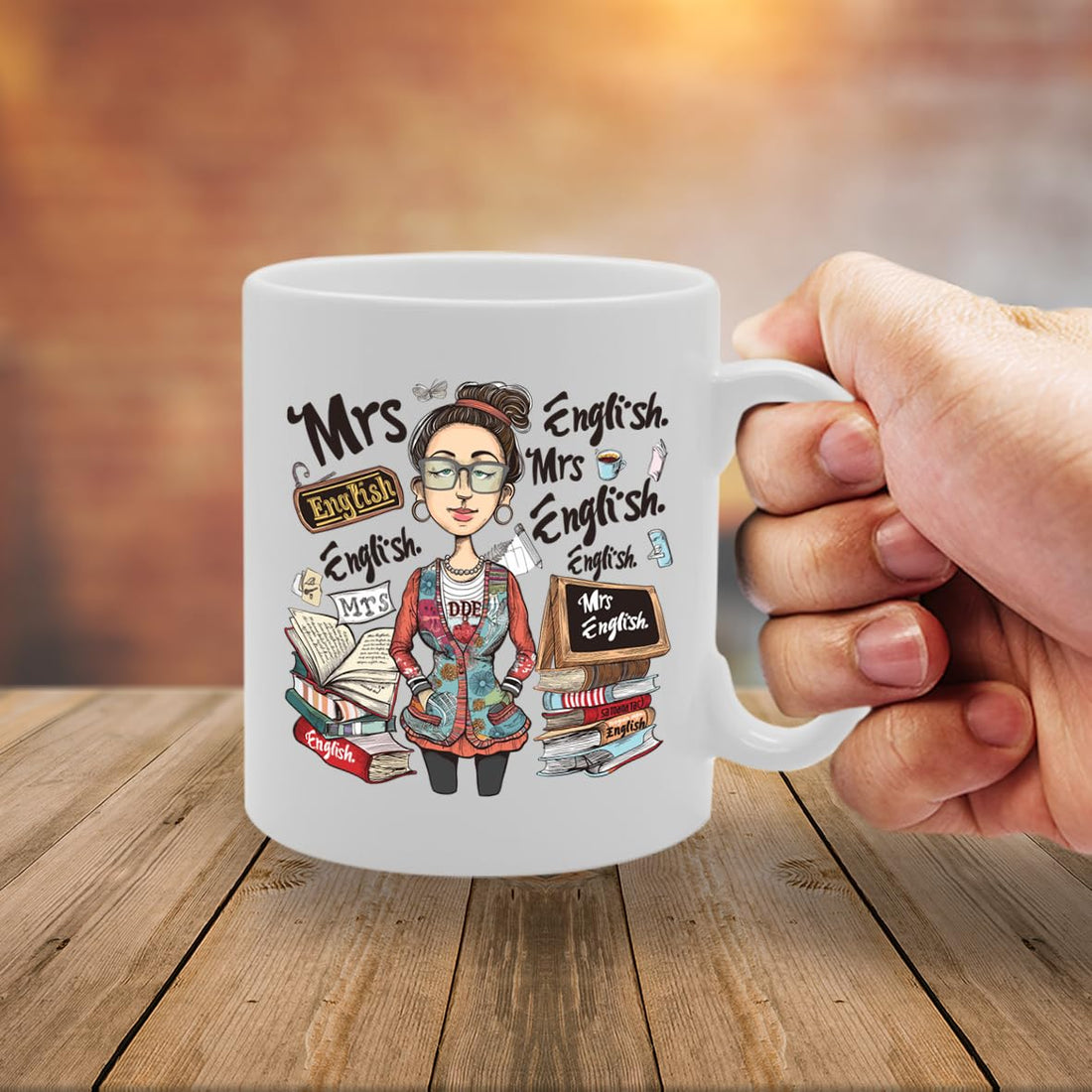 Mrs English  - Designed For Female English Teachers, Literature Enthusiasts, Educators, Durable Ceramic, Dishwasher Safe, Perfect For Celebrating Education And Literature Mg6023 - Funny Printed Coffee Mug - Great Gift Idea
