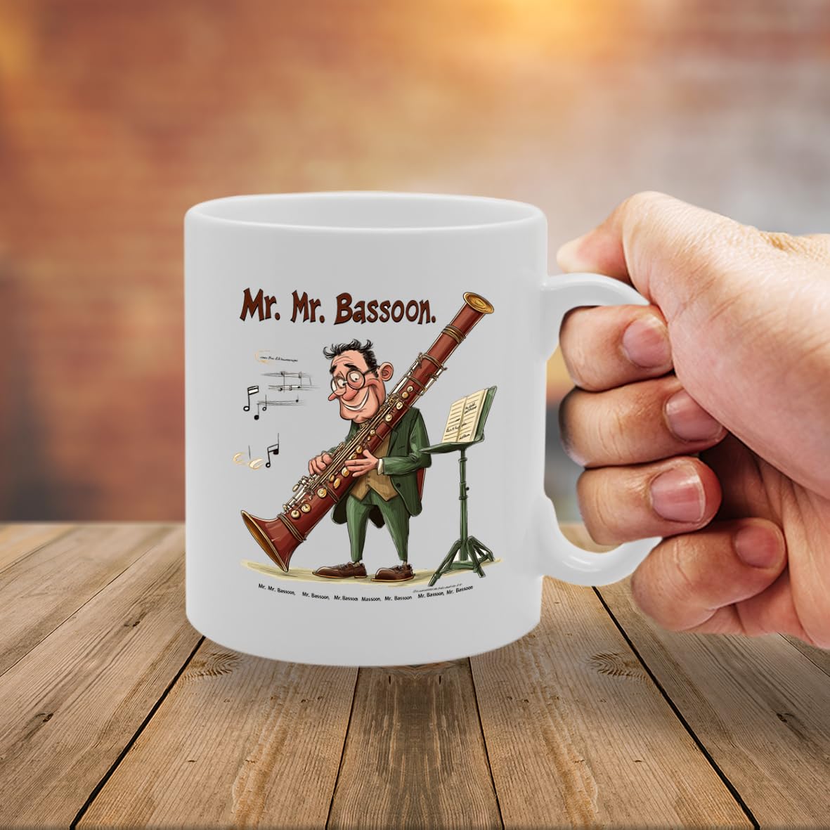 11Oz Ceramic  Mg6545 Featuring Mr Bassoon – For Musicians And Music Lovers - Funny Printed Coffee Mug - Great Gift Idea