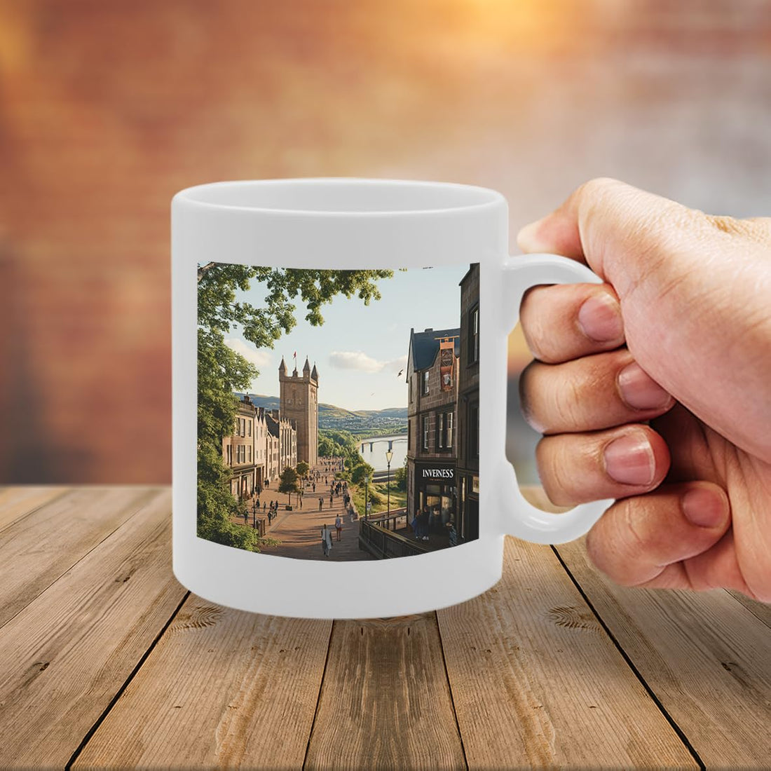 Printed Coffee Ceramic  Featuring Cities And Landmarks In United Kingdom (Inverness) - Funny Printed Coffee Mug - Great Gift Idea