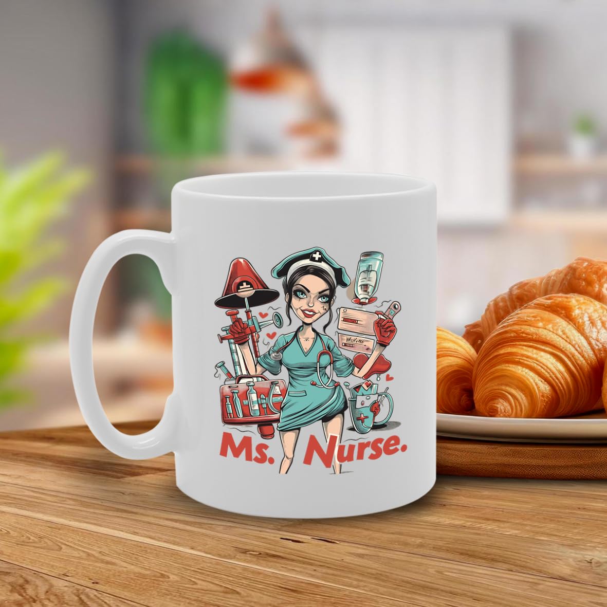 Ms Nurse Ceramic  - Ideal For Nurses, Healthcare Workers, And Medical Professionals - 11Oz Coffee  With Caring Design Mg6289 - Funny Printed Coffee Mug - Great Gift Idea