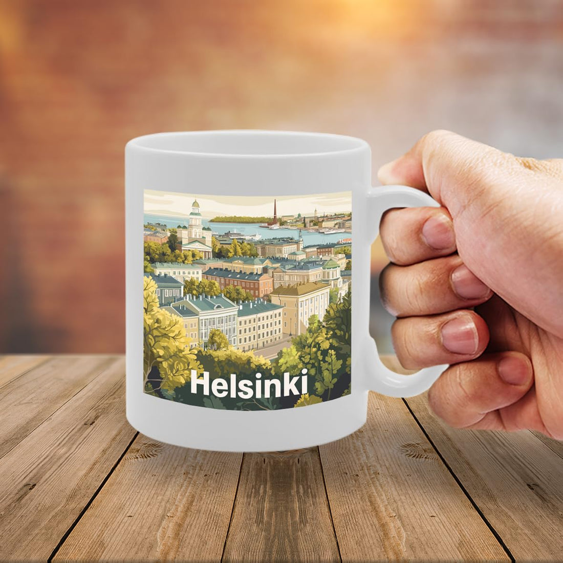11Oz Dishwasher-Safe Ceramic  Featuring Popular Cities & Capitals From Europe And Around The World (Helsinki) - Funny Printed Coffee Mug - Great Gift Idea
