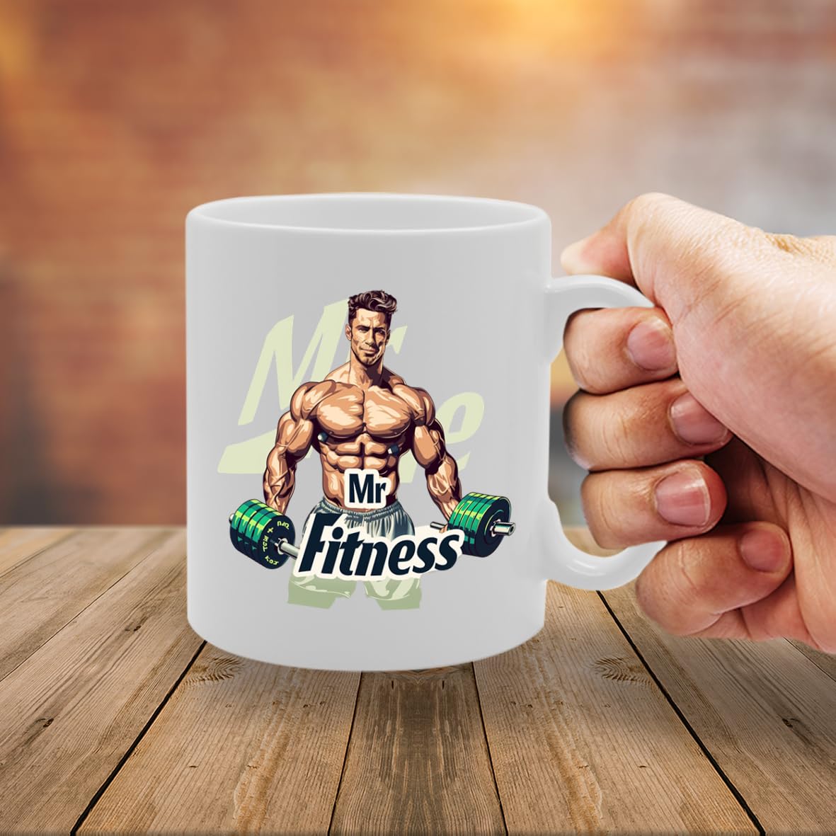 Mr Fitness  - Ideal For Fitness Enthusiasts And Gym Lovers, 11Oz Ceramic Coffee  For Health And Exercise Fans Mg5987 - Funny Printed Coffee Mug - Great Gift Idea
