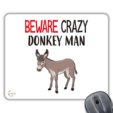 CP578 Beware Crazy Donkey Man Novelty Gift Printed PC Laptop Computer Mouse Mat Pad