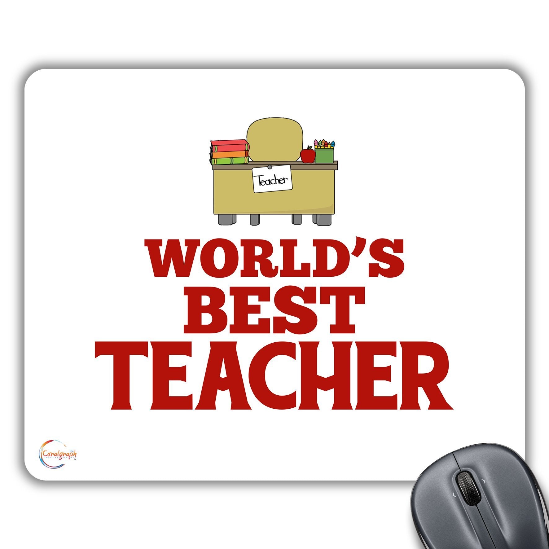CP208 World's Best Teacher Novelty Gift Printed PC Laptop Computer Mouse Mat Pad