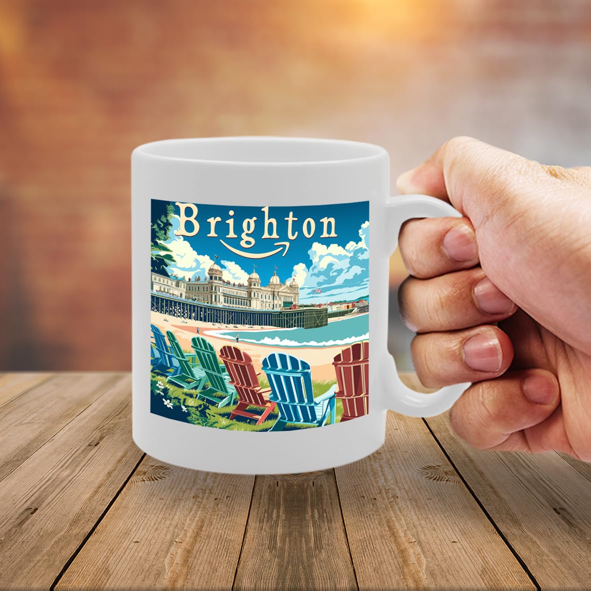 Printed Coffee Ceramic  Featuring Cities And Landmarks In United Kingdom (Brighton) - Funny Printed Coffee Mug - Great Gift Idea
