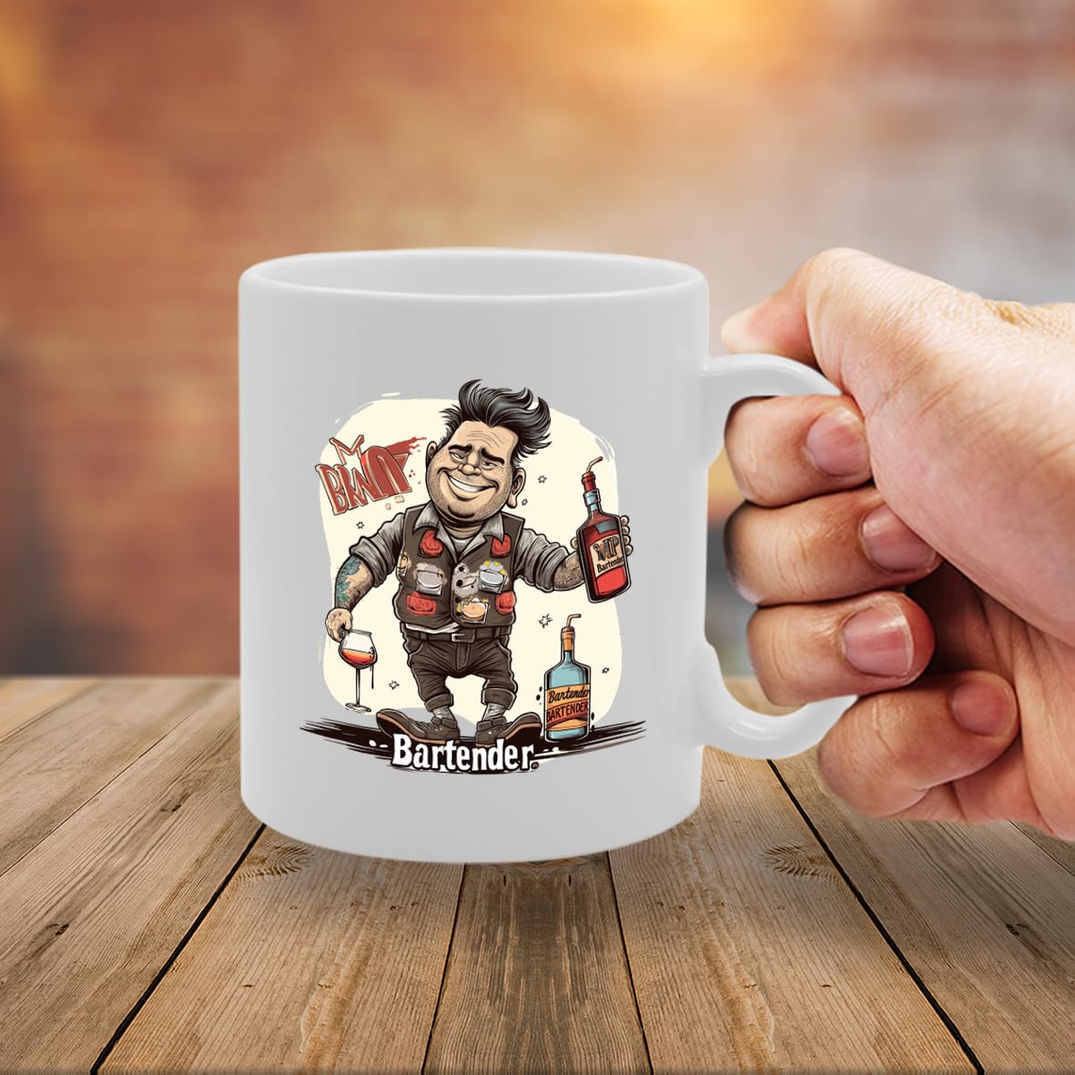 Mr Bartender Ceramic  - Ideal For Bartenders, Mixologists, And Bar Staff - 11Oz Coffee  With Stylish Design Mg6300 - Funny Printed Coffee Mug - Great Gift Idea