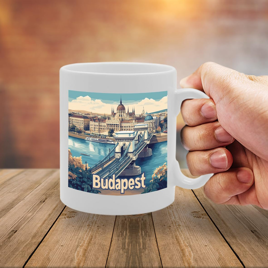 11Oz Dishwasher-Safe Ceramic  Featuring Popular Cities & Capitals From Europe And Around The World (Budapest) - Funny Printed Coffee Mug - Great Gift Idea