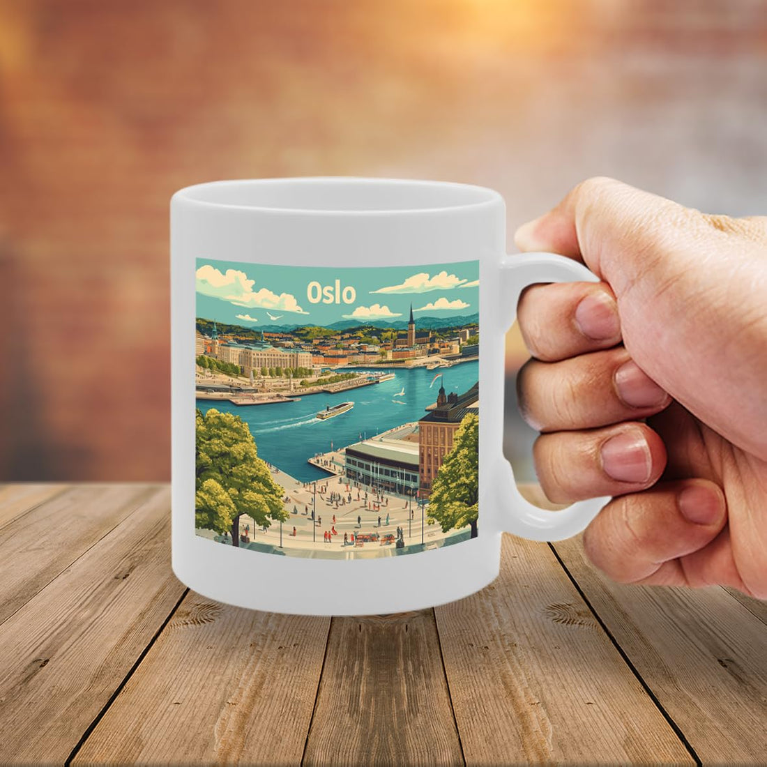 11Oz Dishwasher-Safe Ceramic  Featuring Popular Cities & Capitals From Europe And Around The World (Oslo) - Funny Printed Coffee Mug - Great Gift Idea