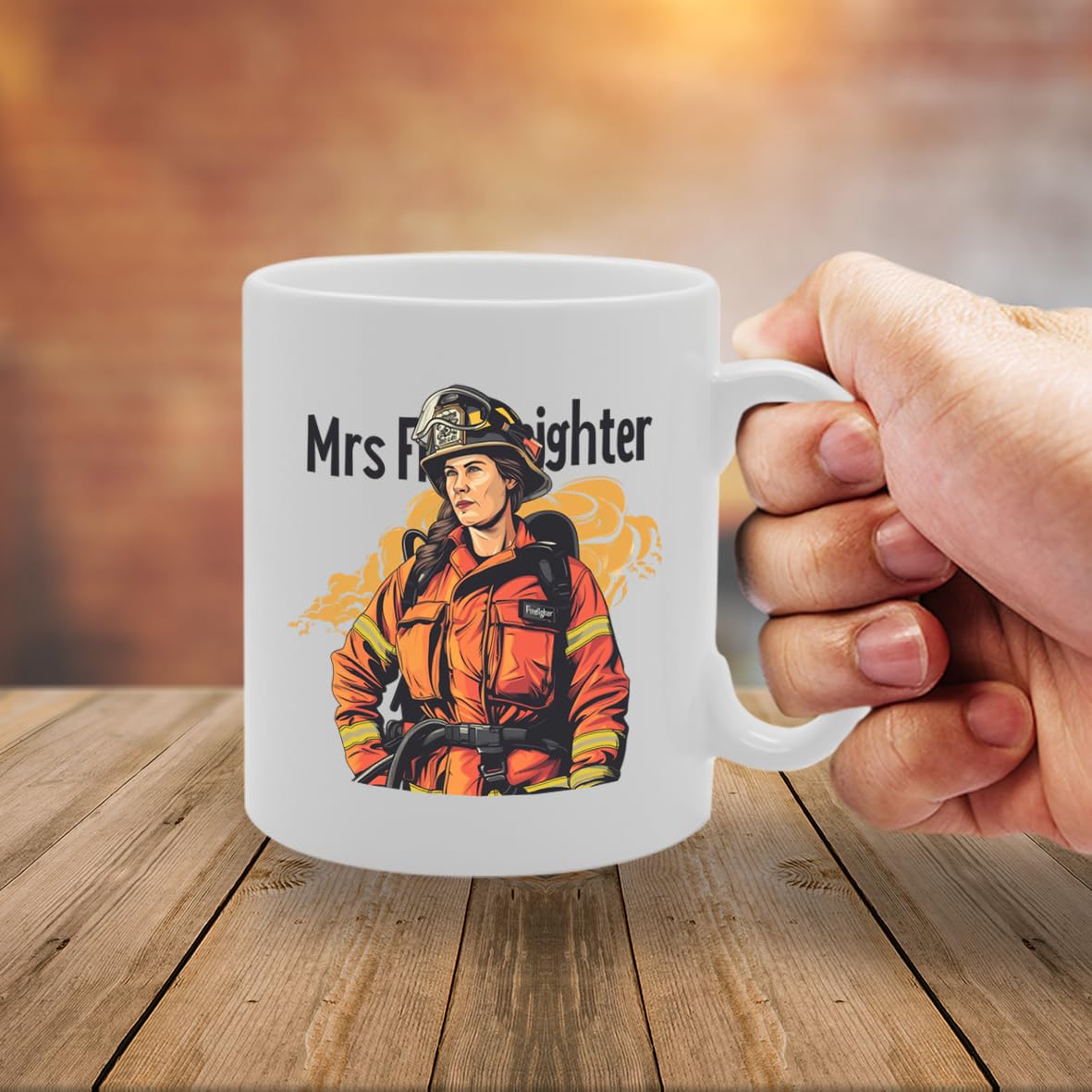 Mrs Firefighter  - Ideal For Female Firefighters And Rescue Professionals, 11Oz Ceramic Coffee  For Fire Service Enthusiasts Mg5981 - Funny Printed Coffee Mug - Great Gift Idea