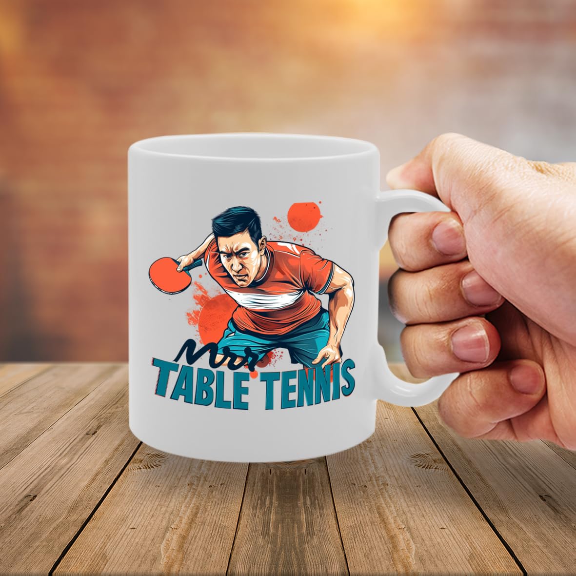 Mr Table Tennis  - Ideal For Ping Pong Players And Enthusiasts, 11Oz Ceramic Coffee  For Table Tennis Fans And Sports Lovers Mg5931 - Funny Printed Coffee Mug - Great Gift Idea