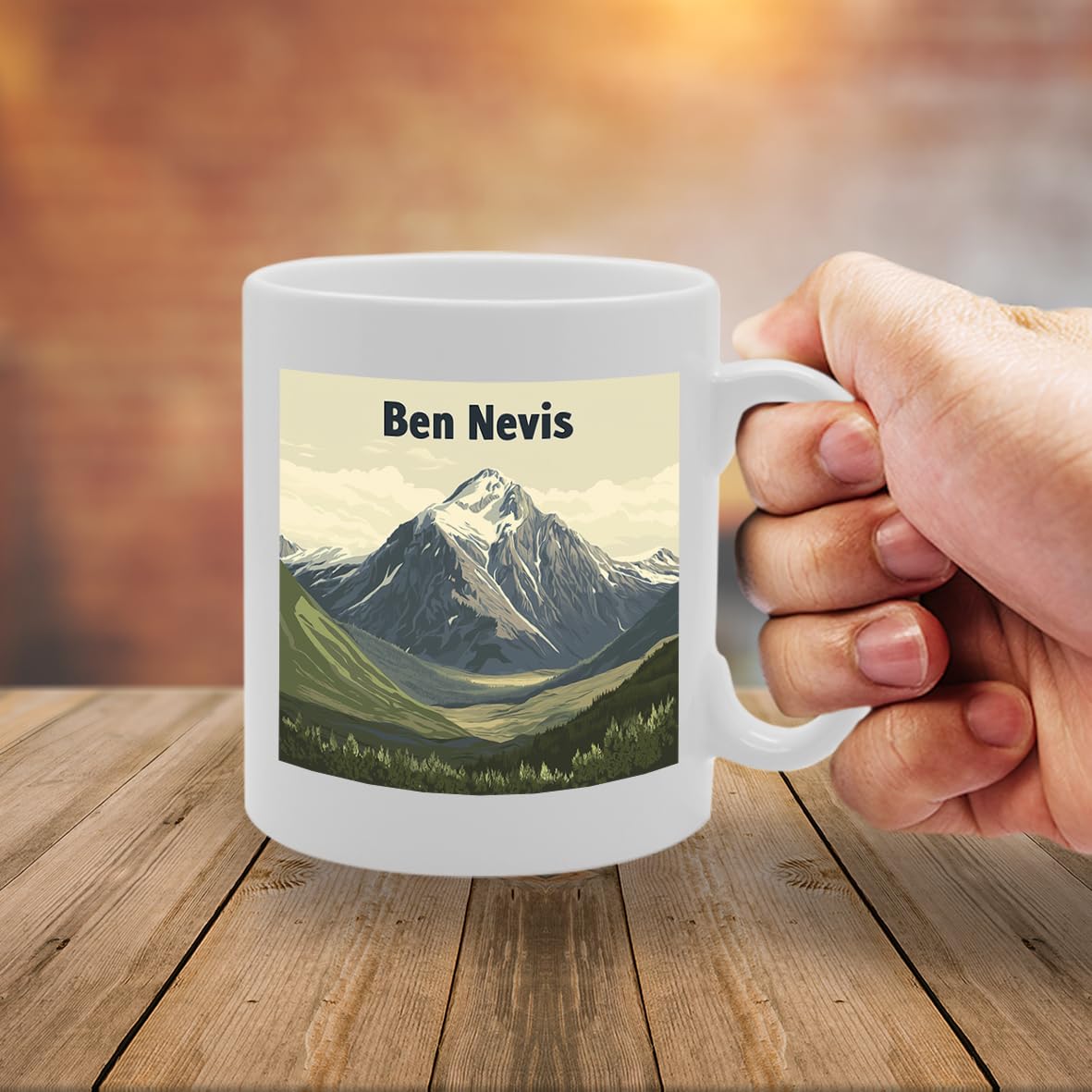 Printed Coffee Ceramic  Featuring Cities And Landmarks In United Kingdom (Ben Nevis) - Funny Printed Coffee Mug - Great Gift Idea
