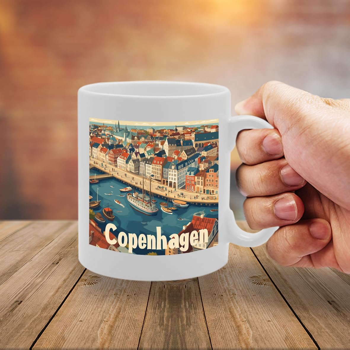 11Oz Dishwasher-Safe Ceramic  Featuring Popular Cities & Capitals From Europe And Around The World (Copenhagen) - Funny Printed Coffee Mug - Great Gift Idea
