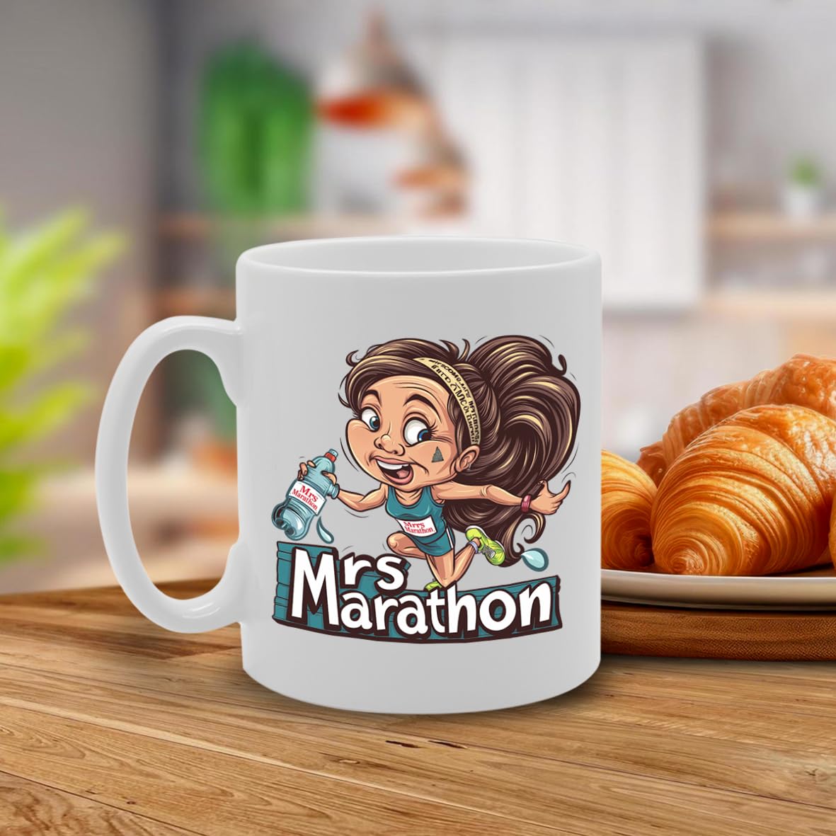 Mrs Marathon  - Designed For Marathon Runners, Fitness Enthusiasts, Athletes, Durable Ceramic, Dishwasher Safe Mg6009 - Funny Printed Coffee Mug - Great Gift Idea