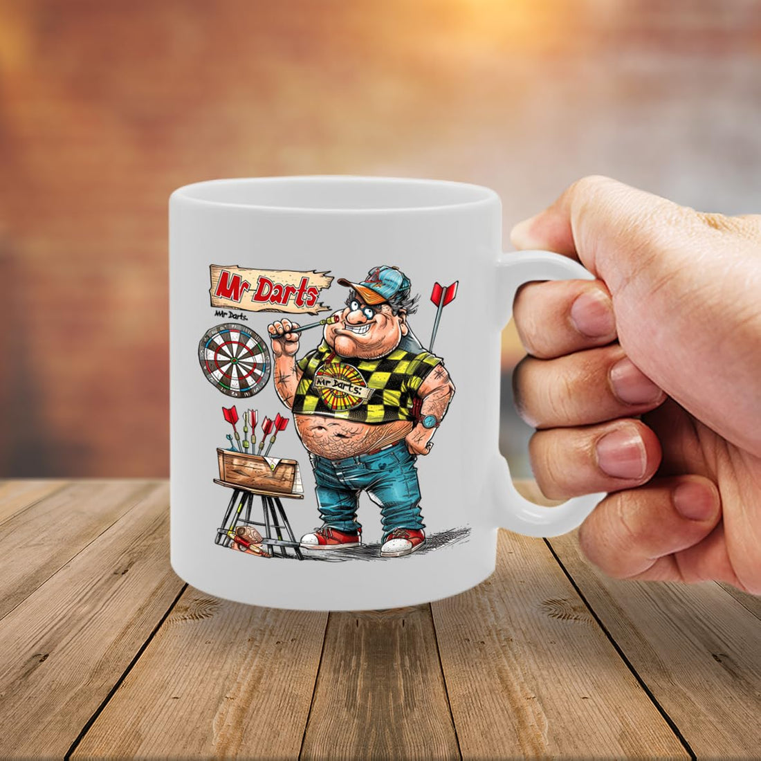 Mr Darts  - Crafted For Darts Players, Pub Game Enthusiasts, Sports Fans, Sturdy Ceramic, Dishwasher Safe, Celebrates Dart Sports Mg6030 - Funny Printed Coffee Mug - Great Gift Idea