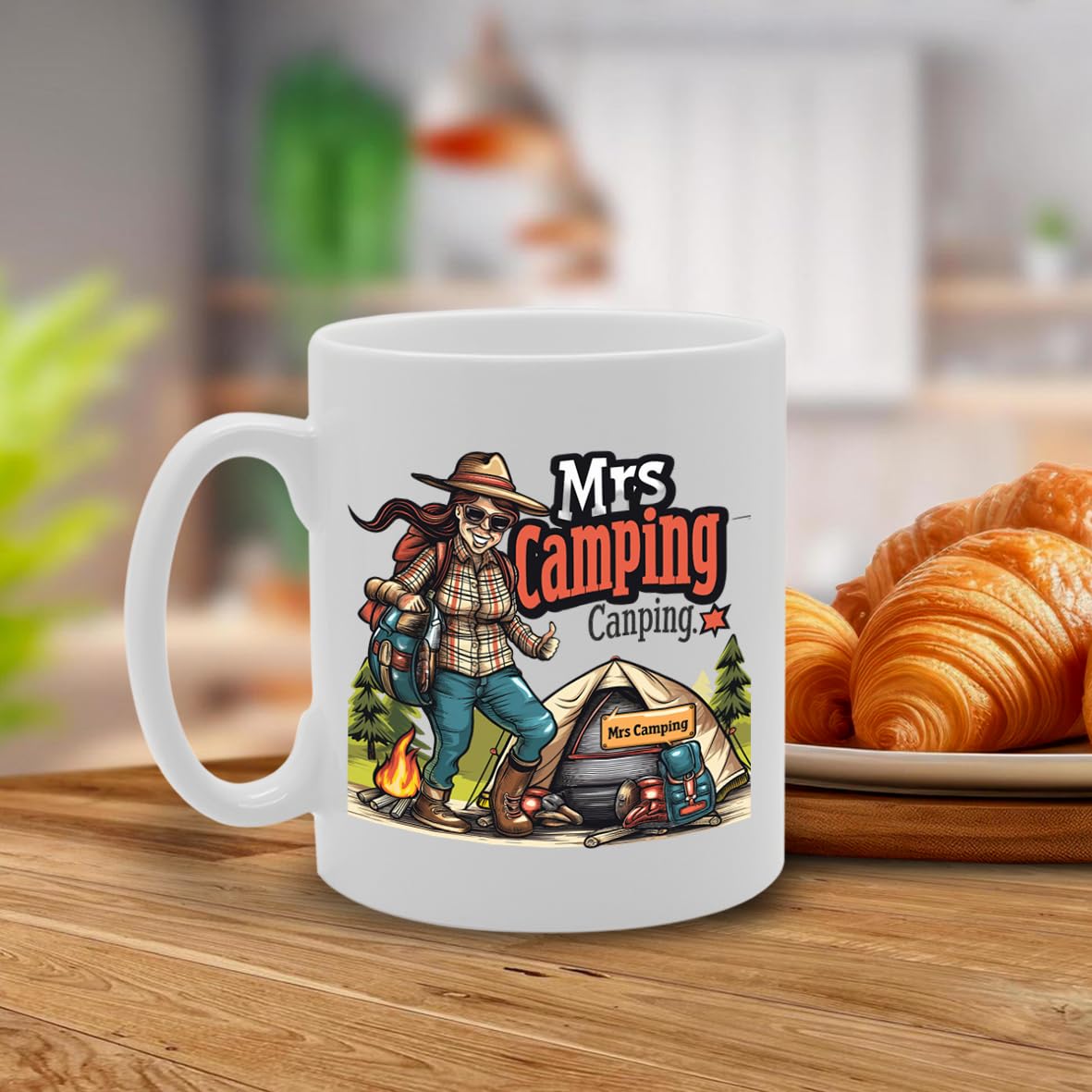 Mrs Camping  - For Female Campers, Outdoor Enthusiasts, Adventure Lovers, Durable Ceramic, Dishwasher Safe, Ideal For Camping Mg6033 - Funny Printed Coffee Mug - Great Gift Idea