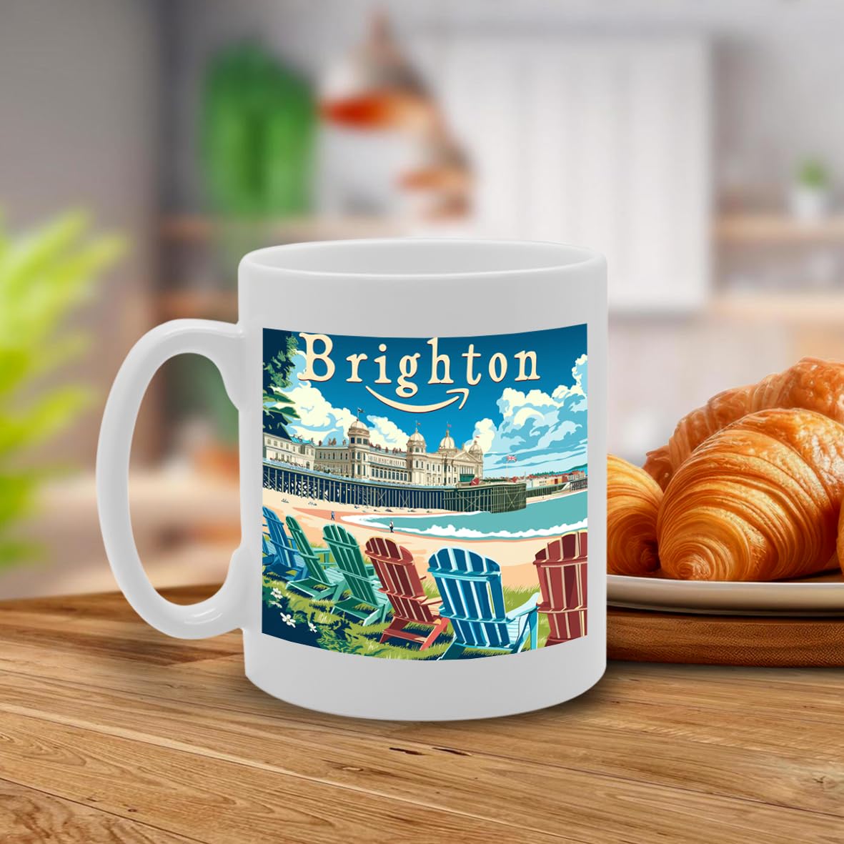 Printed Coffee Ceramic  Featuring Cities And Landmarks In United Kingdom (Brighton) - Funny Printed Coffee Mug - Great Gift Idea