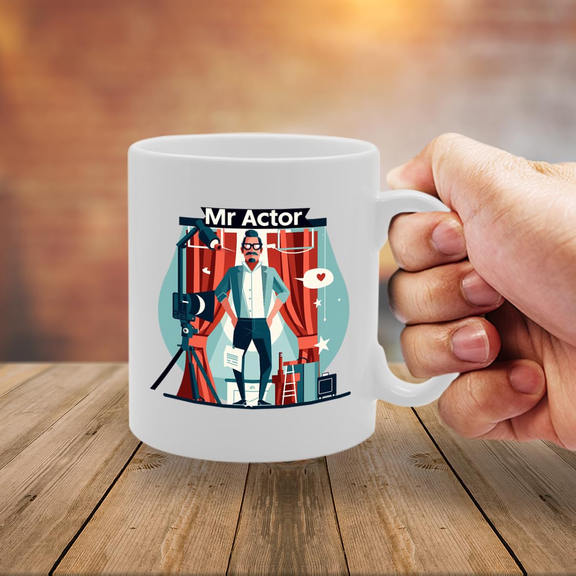 Mr Actor  - Ideal For Actors And Performing Arts Enthusiasts, 11Oz Ceramic Coffee  For Theatre Lovers And Movie Buffs Mg5993 - Funny Printed Coffee Mug - Great Gift Idea