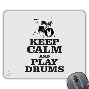CP350 Keep Calm and Play Drums Novelty Gift Printed PC Laptop Computer Mouse Mat Pad