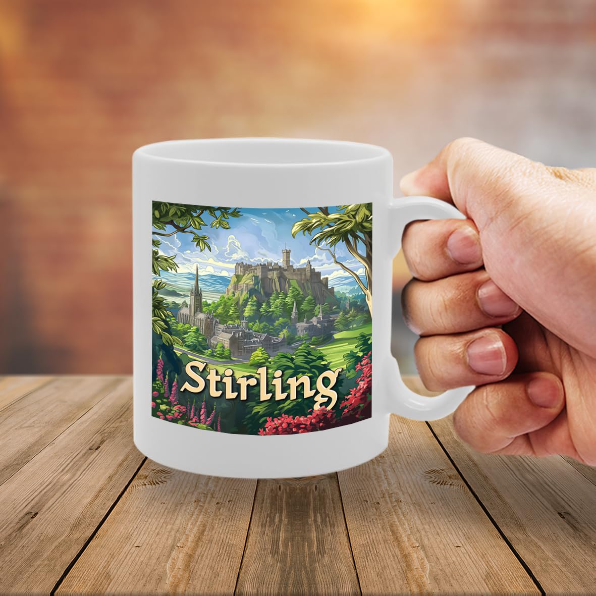 Printed Coffee Ceramic  Featuring Cities And Landmarks In United Kingdom (Stirling) - Funny Printed Coffee Mug - Great Gift Idea