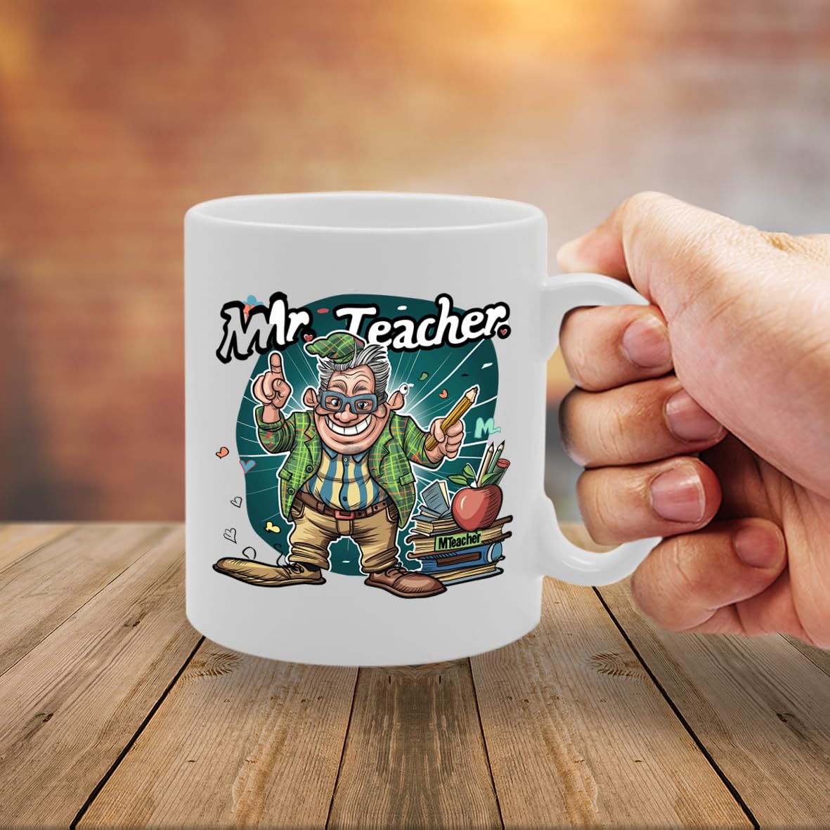 Mr Teacher  - Crafted For Male Teachers, Educators, School Staff, Sturdy Ceramic, Dishwasher Safe Mg6014 - Funny Printed Coffee Mug - Great Gift Idea