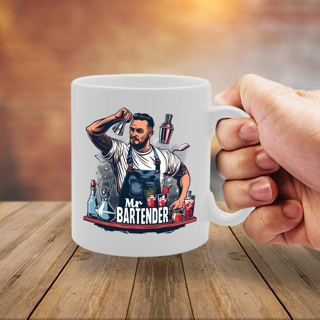 Mr Bartender  - Ideal For Bartenders And Cocktail Enthusiasts, 11Oz Ceramic Coffee  For Mixologists And Bar Professionals Mg5946 - Funny Printed Coffee Mug - Great Gift Idea