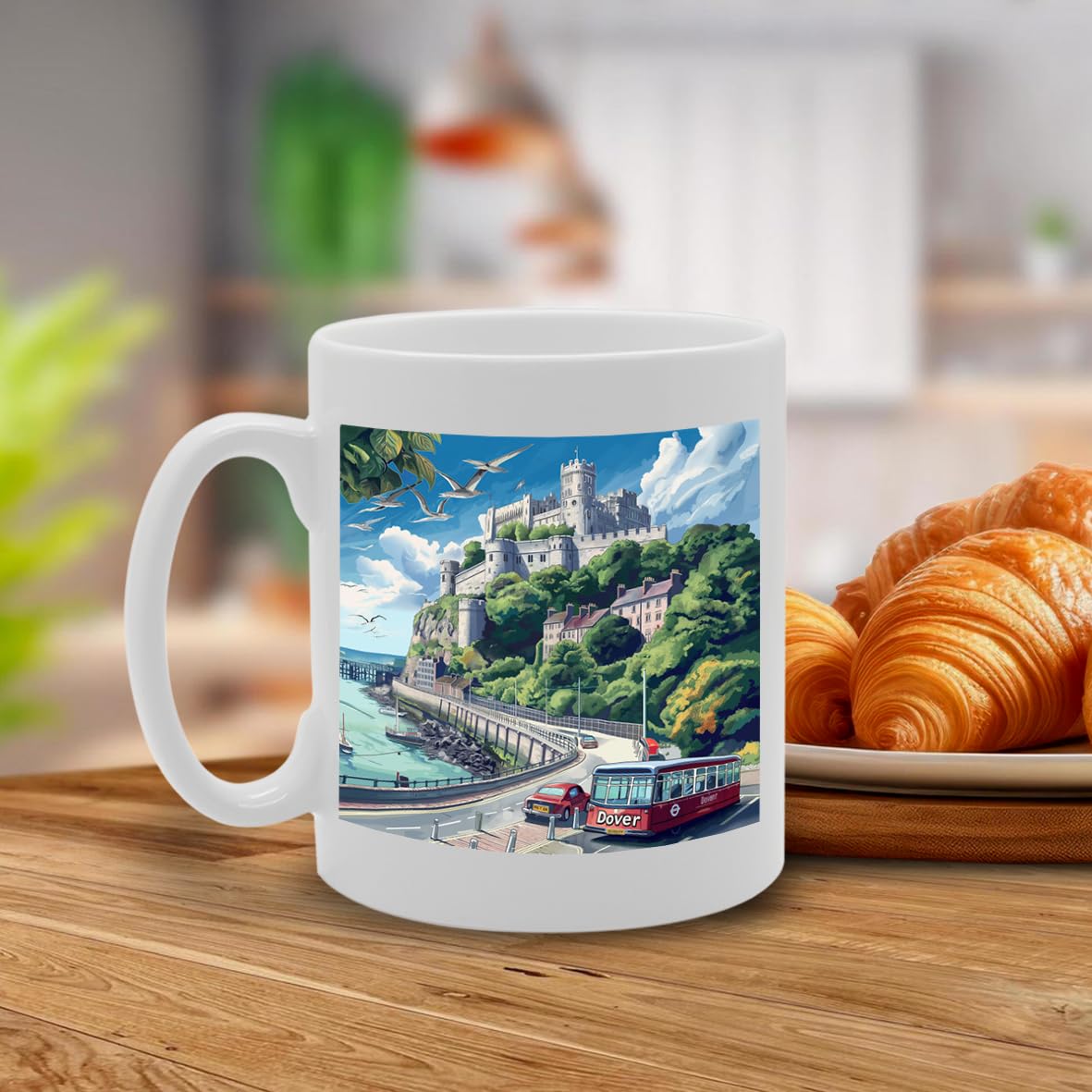 Printed Coffee Ceramic  Featuring Cities And Landmarks In United Kingdom (Dover) - Funny Printed Coffee Mug - Great Gift Idea