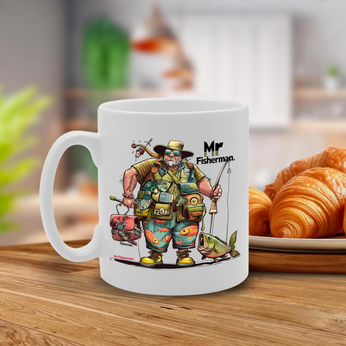 Mr Fisherman  - For Fishermen, Anglers, Fishing Enthusiasts, Durable Ceramic, Dishwasher Safe, Premium Print Mg6070 - Funny Printed Coffee Mug - Great Gift Idea