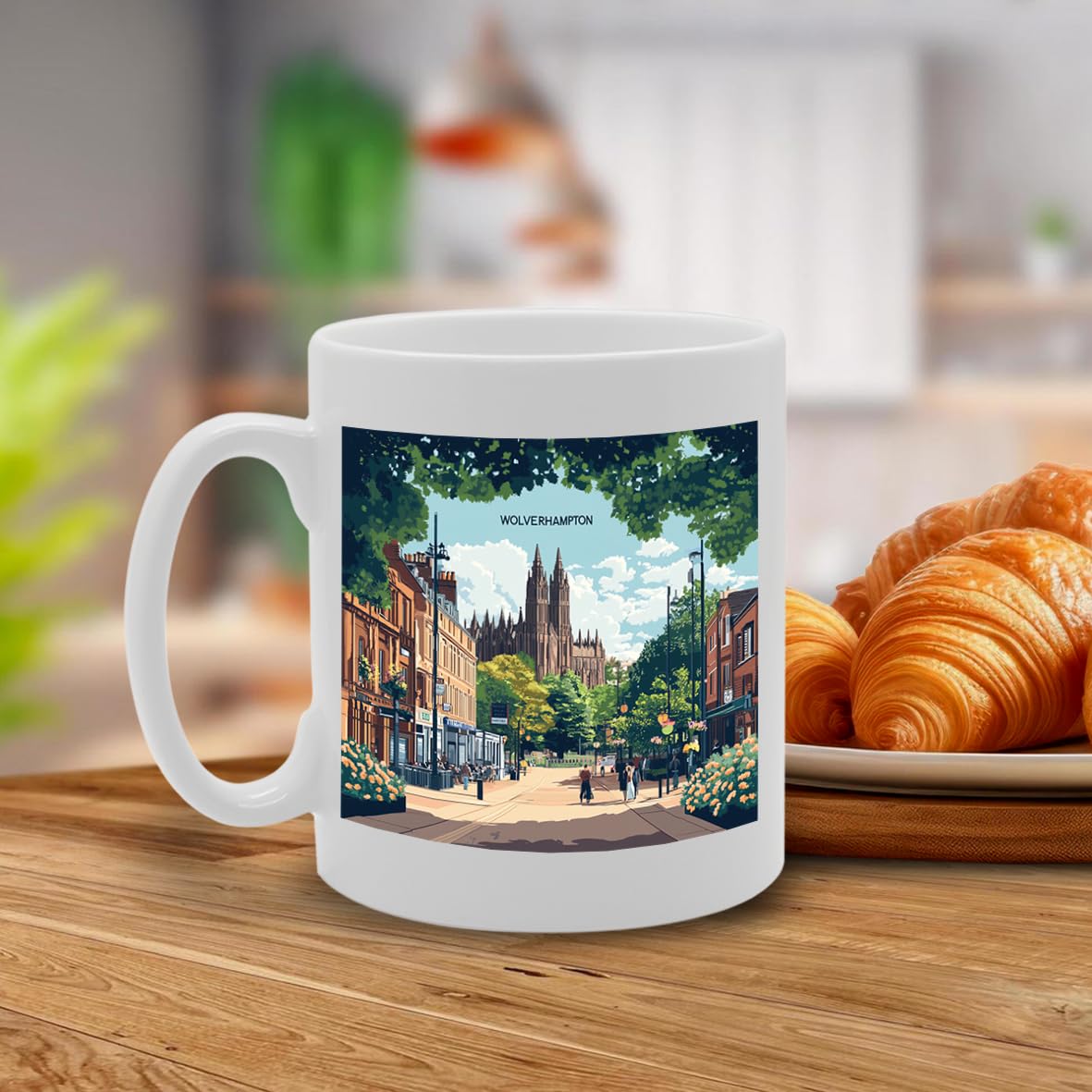 Printed Coffee Ceramic  Featuring Cities And Landmarks In United Kingdom (Wolverhampton) - Funny Printed Coffee Mug - Great Gift Idea