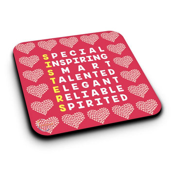 ER150 Sister Definition Meaning Novelty Present Gift Printed MDF Wooden Coaster