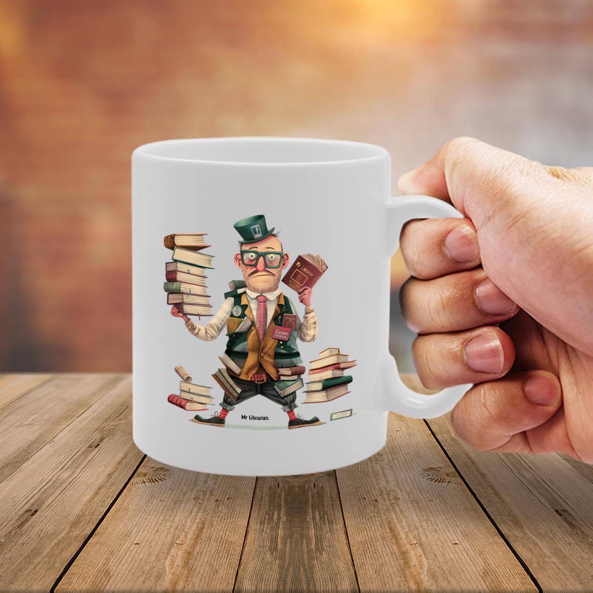 Mr Librarian  - For Male Librarians, Book Lovers, Bibliophiles, Durable Ceramic, Dishwasher Safe Mg6046 - Funny Printed Coffee Mug - Great Gift Idea