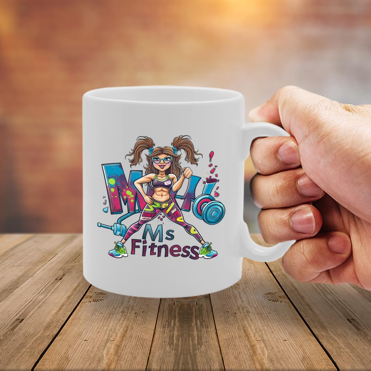 Fitness Enthusiast Girl Ceramic  - Ideal For Workout Lovers, Gym Goers, And Health Buffs - 11Oz Coffee  With Motivational Design Mg6266 - Funny Printed Coffee Mug - Great Gift Idea
