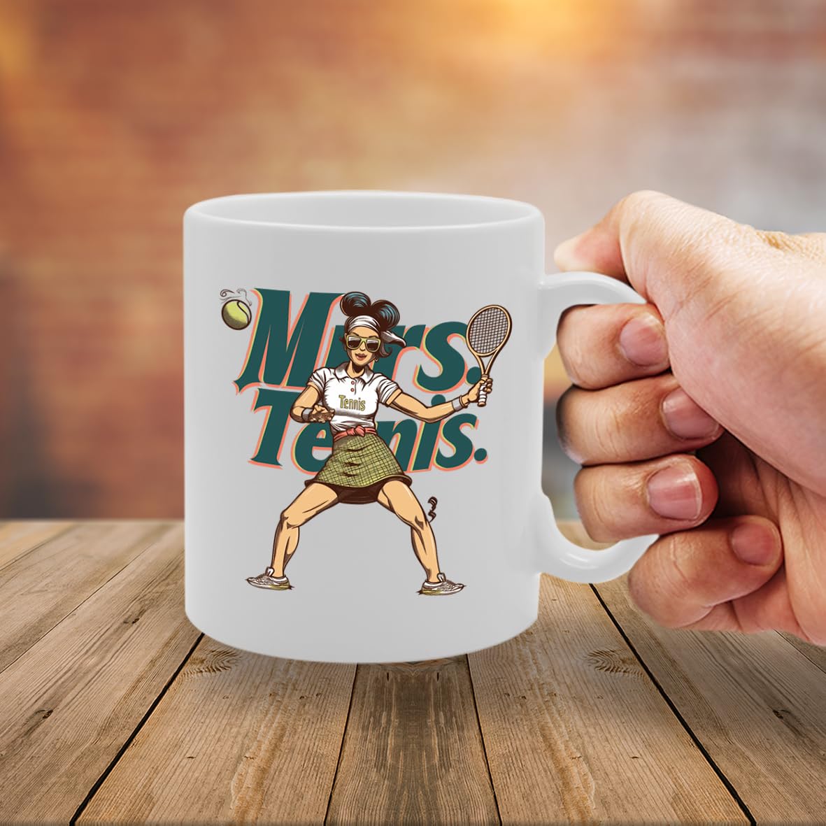 Mrs Tennis  - For Female Tennis Players, Sports Enthusiasts, Tennis Fans, Durable Ceramic, Dishwasher Safe, Premium Print Mg6097 - Funny Printed Coffee Mug - Great Gift Idea