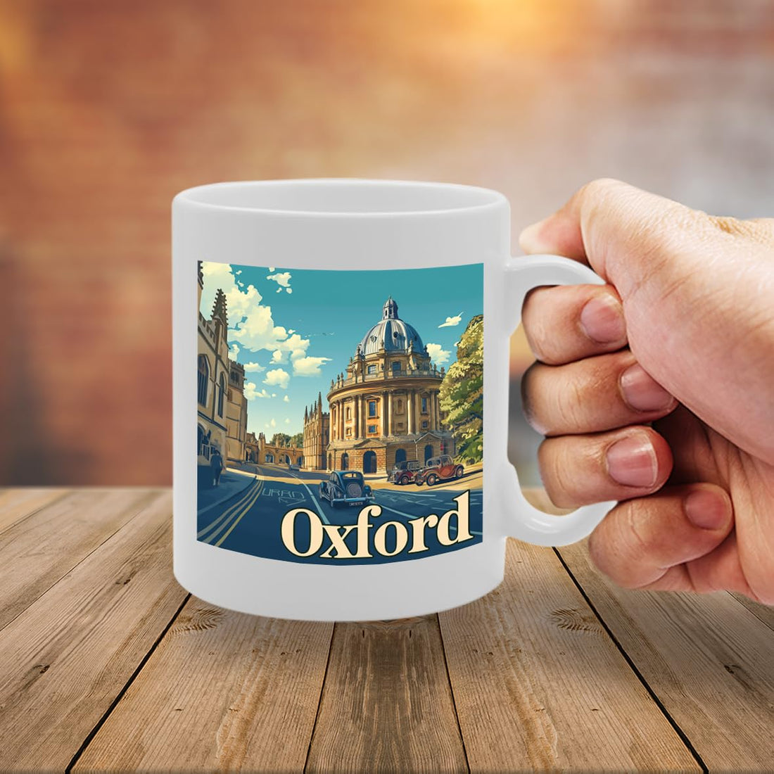Printed Coffee Ceramic  Featuring Cities And Landmarks In United Kingdom (Oxford) - Funny Printed Coffee Mug - Great Gift Idea